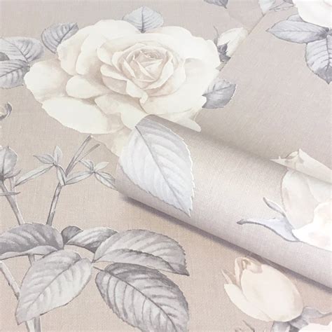 Belgravia Decor Rosa Floral Natural Wallpaper From Wallpaper Co