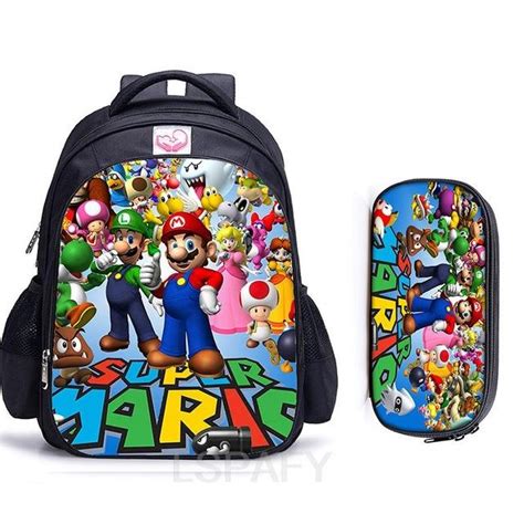 Super Mario Bros School Backpack Primary Grade1 6 Cartoon Mario School
