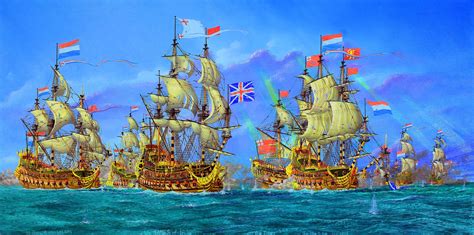 Hms St James Egaging Dutch Warships De Burcht And De Huis Te Jaarvelt