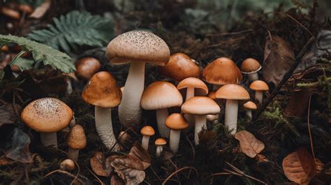 Forest Full Of Various Mushrooms Background Aesthetic Picture Of