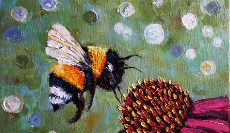 Honey Bee Painting Original Oil Artwork Insect Canvas Art Etsy