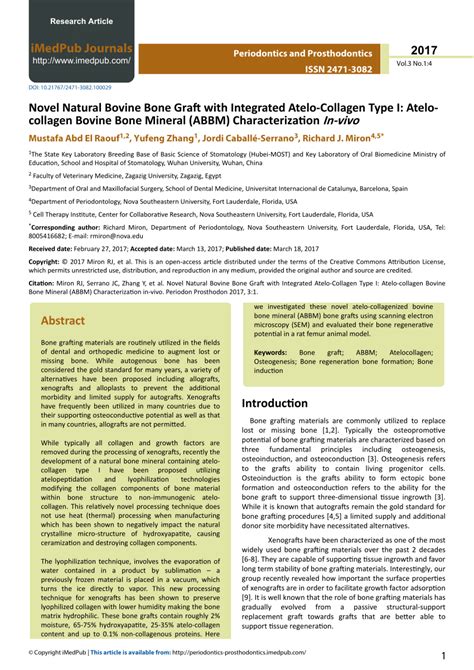 PDF Novel Natural Bovine Bone Graft With Integrated Atelo Collagen