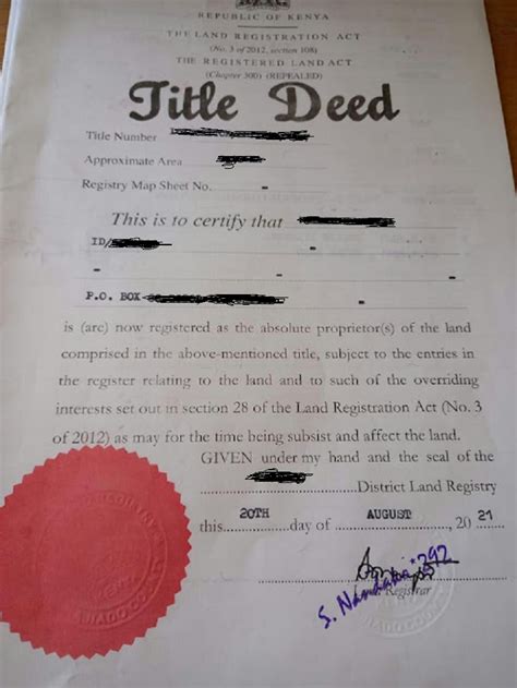 The Process Of Acquiring A Title Deed After Buying Land In Kenya