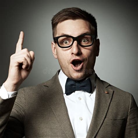 Confident Nerd In Eyeglasses And Bow Tie Stock Image Image Of