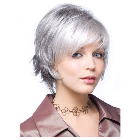 Womens Perruque Short Silver Grey Wigs Natural Hair Pixie Cut Synthetic Curly Hair Ombre Wig