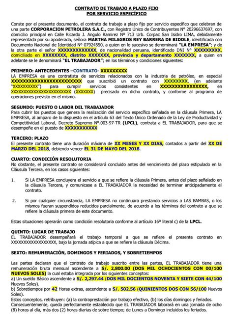 Contrato De Trabajo Fijo Actualizado Marzo Hot Sex Picture