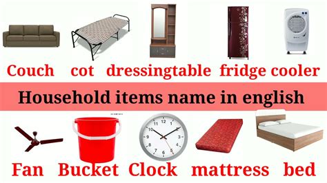 Household Items Names In English With Pictures Household Utensils