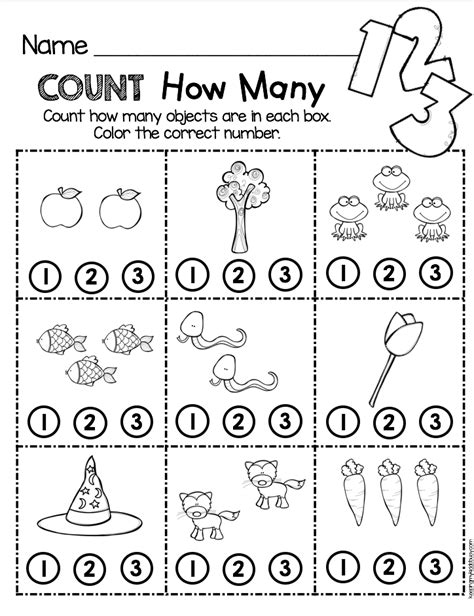 Interactive Kindergarten Math Worksheet Count From 1 To 10