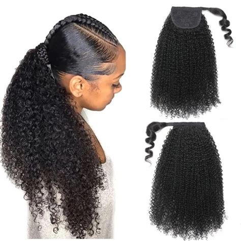 Nadula Afro Kinky Curly Drawstring Ponytail Human Hair Extensions Wrap
