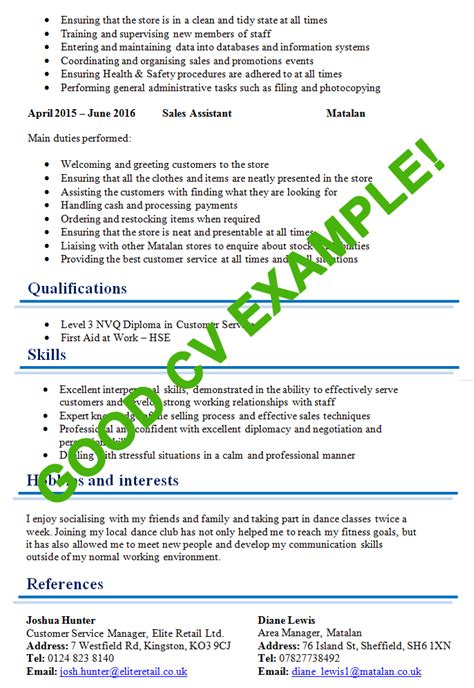 Excellent Cv Example Page 2