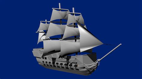 18th Century Warship Ship 3d Model