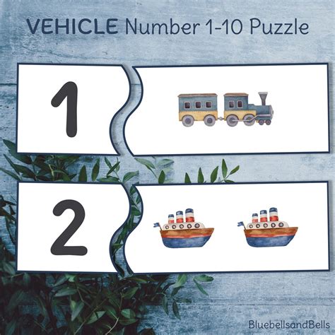 Vehicle Number Matching Printable Puzzle Transport Counting Etsy