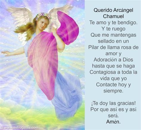 Poderoso mensajero de dios que tiene la misión de traernos el amor divino. Arcangel Chamuel | Oraciones por la paz, Arcangel jofiel ...