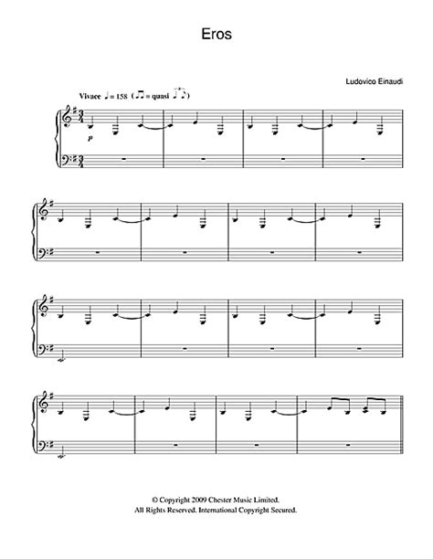 Eros Sheet Music By Ludovico Einaudi Piano