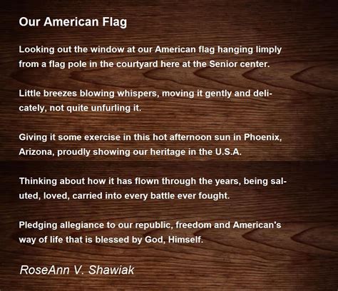 Our American Flag By Roseann V Shawiak Our American Flag Poem