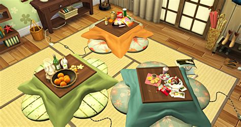 Cctreasuretrove Kotatsu Table Retexturecolors Poponopun Sims 4