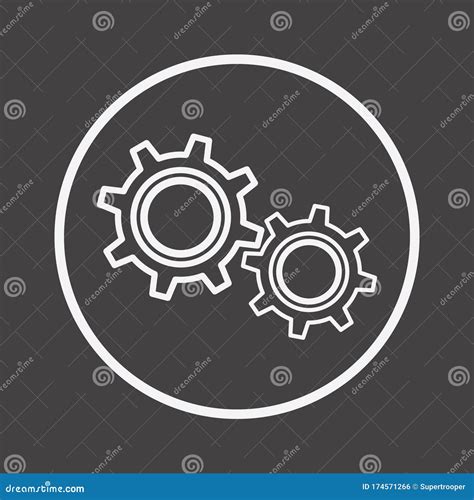 Cogwheel Line Icon Engineering Tool Sign Cog Gear Symbol Stock