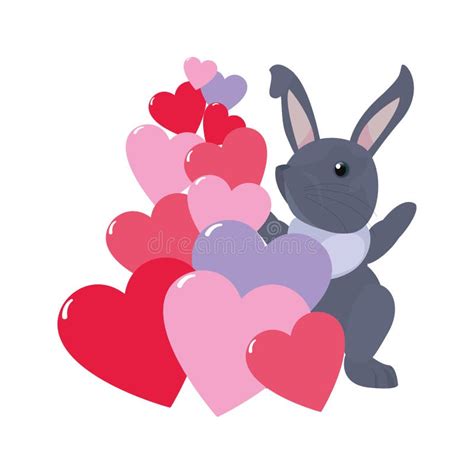Cute Rabbit Hearts Love Stock Vector Illustration Of Baby 141254167