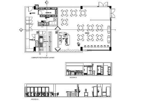 Complete Bar And Restaurant Free Cad Drawings