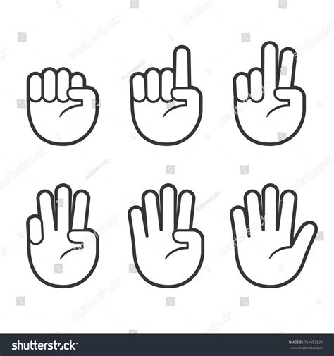 Hand Icons Finger Count Hand Gesture Stock Vector Royalty Free