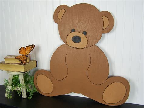 Wooden Teddy Bear Sign Childrens Wall Art Kids Room Decor