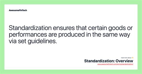 Standardization Overview Awesomefintech Blog