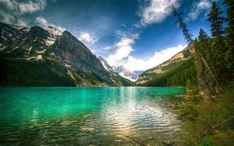 Canada Nature Montagnes Ciel Lac Arbres Parc National Banff Fonds
