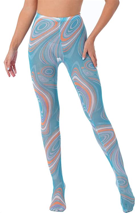 freebily women s print sheer mesh skinny leggings high waist pantyhose stretchy workout yoga