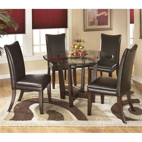 Easy to assemble, table or desk. Ashley Furniture Charrell 5 Piece Glass Round Dining Set ...