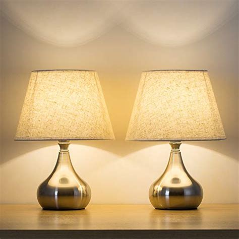 These neat bedroom table lamps stand at almost 14 inches tall, a big statement for any space. HAITRAL Bed-Side Table Lamps Set of 2 Unique Modern ...