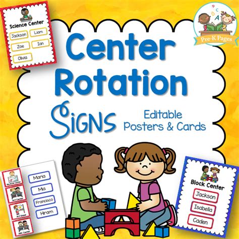 Center Rotation Signs And Cards Pre K Pages