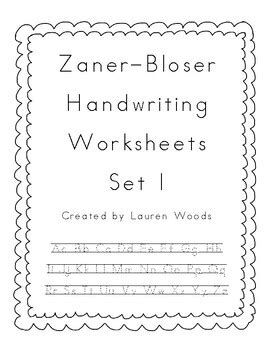 zaner bloser handwriting worksheets set   lauren woods tpt
