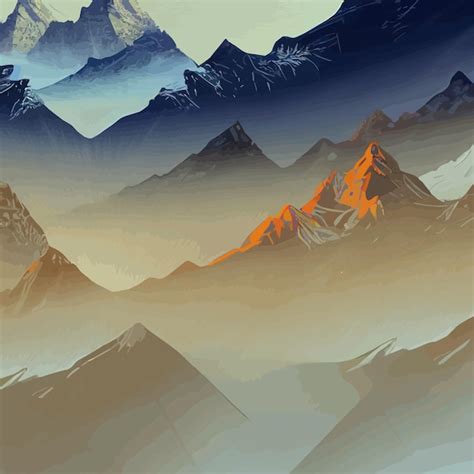 Premium Vector Realistic Illustration Mountain Landscape With A Hill