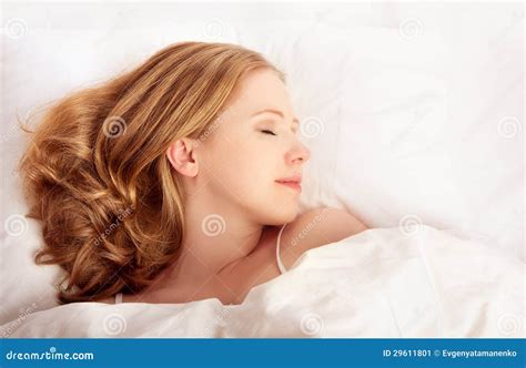 Beautiful Woman Sleeping In White Bed Net Stock Image Image Of
