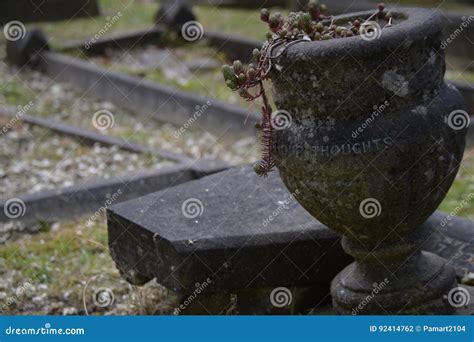 Forgotten Grave Vase Thoughts Stock Photo Image Of Headstones
