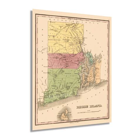 Buy Historix Vintage 1829 Rhode Island State Map 18x24 Inch Rhode