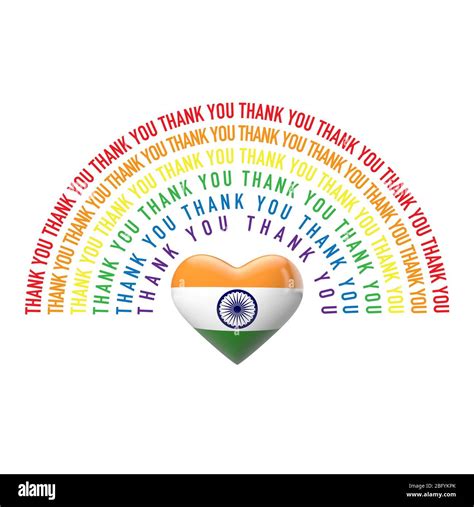 Thank You Rainbow With India Flag Heart 3d Rendering Stock Photo Alamy
