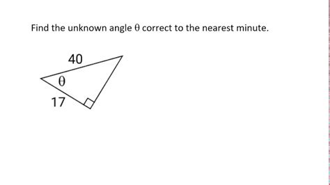 Unknown Angle In A Right Angled Triangle Trigonometry Youtube