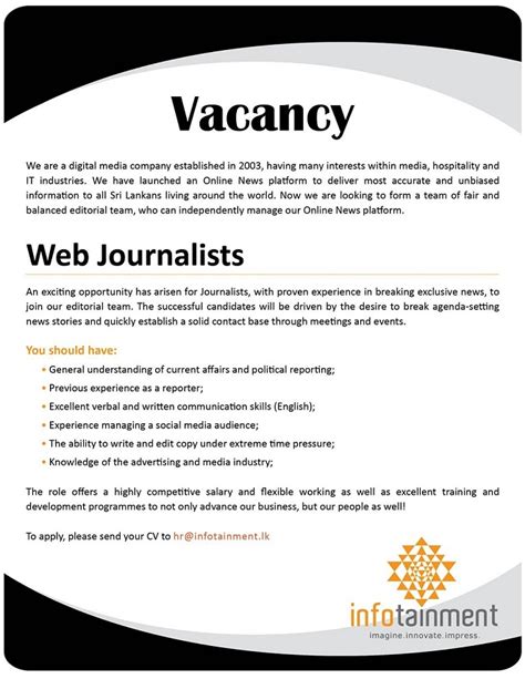 Check spelling or type a new query. Journalist Job Vacancy - The Cover Letter For Teacher