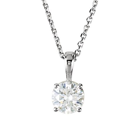12 Carat Round Diamond Solitaire Necklace In 14k White Gold 18 Inch
