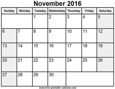 Awesome Blank November Calendar Printable Free Printable Calendar Monthly