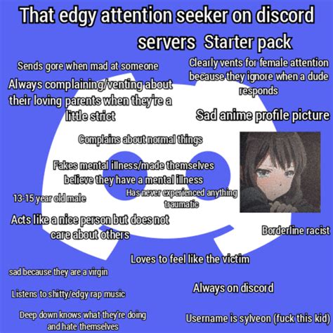 That Edgy Attention Seeker On Discord Servers Starter Pack R