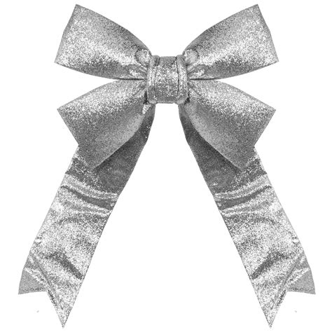 Silver Decorative 3d Glitter Christmas Bow