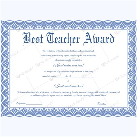 Best Teacher Award 09 Word Layouts Awards Certification Appreciation Week