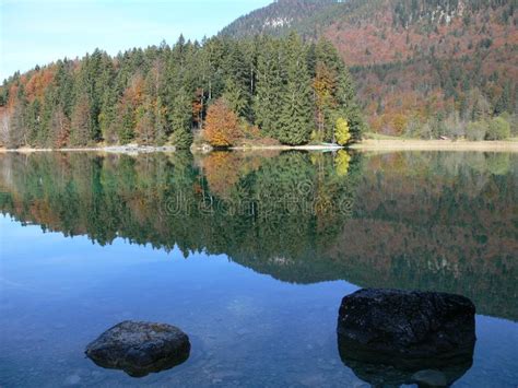 Clear Mountain Lake With Autumn Forest Stock Photo Image Of Calm