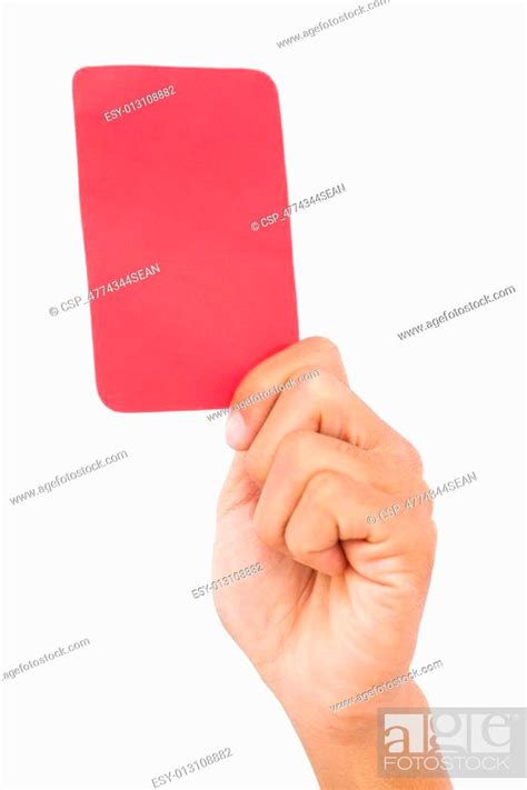 Hand Holding Up Red Card Stock Photo Picture And Low Budget Royalty