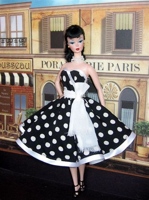 barbie silkstone black and white polka dots strapless by dollsaga vintage dresses vintage
