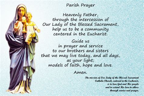 Parish Prayer Our Lady Of The Blessed Sacrament Catholic Church
