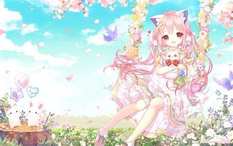 Check spelling or type a new query. Download 3059x1920 Anime Girl, Pink Hair, Swing, Smiling ...
