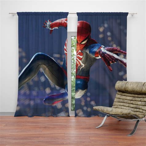 Spider Man Ps4 Gameplay Curtain Spiderman Bedroom Superhero Bedding